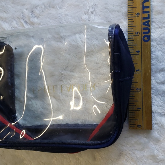 Vintage Estee Lauder Clear PVC Dark Blue & Red ♥️ Zipper Cosmetic Makeup Bag - Picture 8 of 11